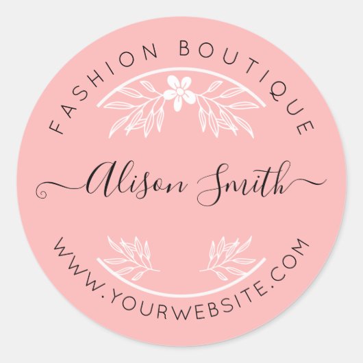 Delicate roze stickers voor jouw winkel (Voorkant)
