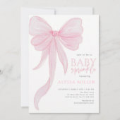 Delicate Roze Strikje Meisje Baby Sprinkle Kaart (Voorkant)