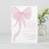 Delicate Roze Strikje Meisje Baby Sprinkle Kaart (Staand voorkant)