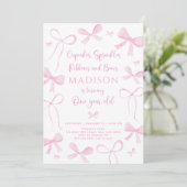 Delicate Roze Strikken Eerste Verjaardag Kaart (Staand voorkant)