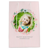 Delicate roze stripes Aangepast Lijst voor foto's Medium Cadeauzakje (Voorkant)