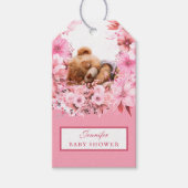 Delicate Roze Teddybeer Baby Shower Cadeaulabel (Voorkant)