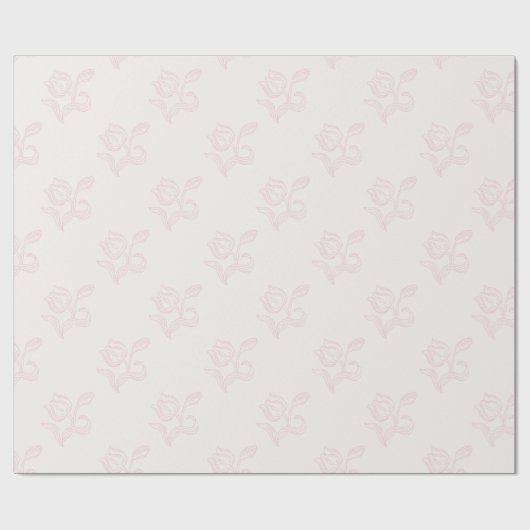 Delicate Roze Tulp Lineart Bruidsmeisjesfeest Cadeaupapier (Vlak)