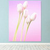 Delicate Roze Tulpen Uitgerekt Canvas Print (Insitu (Houten vloer))