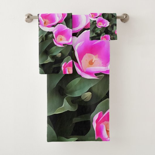 Delicate Roze Tulpen van Istanbul Bad Handdoek (Insitu)