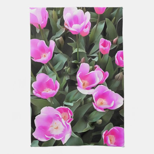 Delicate Roze Tulpen van Istanbul Theedoek (Verticaal)