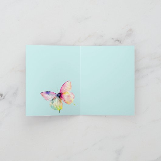 Delicate roze vlinder in pastel regenboog kleuren (Binnen)