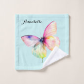 Delicate roze vlinder in pastel regenboog kleuren bad handdoek (Wasdoekje)