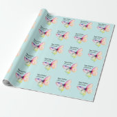 Delicate roze vlinder in pastel regenboog kleuren cadeaupapier (Uitgerold)