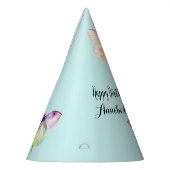 Delicate roze vlinder in pastel regenboog kleuren feesthoedjes (Links)