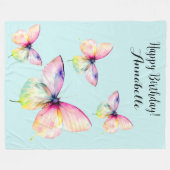 Delicate roze vlinder in pastel regenboog kleuren fleece deken (Voorkant (Horizontaal))
