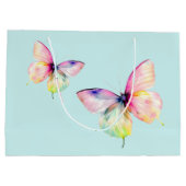 Delicate roze vlinder in pastel regenboog kleuren groot cadeauzakje (Achterkant)