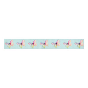 Delicate roze vlinder in pastel regenboog kleuren grosgrain lint