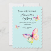 Delicate roze vlinder in pastel regenboog kleuren kaart (Voorkant)