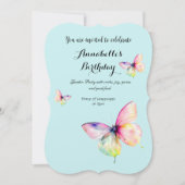 Delicate roze vlinder in pastel regenboog kleuren kaart (Voorkant)