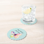 Delicate roze vlinder in pastel regenboog kleuren kartonnen onderzetters (Insitu)