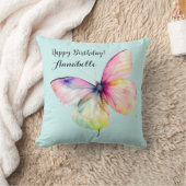 Delicate roze vlinder in pastel regenboog kleuren kussen (Deken)