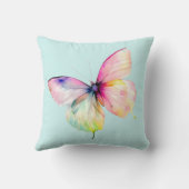 Delicate roze vlinder in pastel regenboog kleuren kussen (Achterkant)