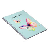 Delicate roze vlinder in pastel regenboog kleuren notitieboek (Rechterzijde)