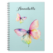 Delicate roze vlinder in pastel regenboog kleuren notitieboek (Voorkant)
