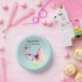 Delicate roze vlinder in pastel regenboog kleuren papieren kommen (Feest)