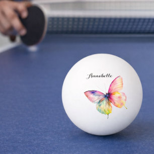 Delicate Roze Vlinder in Pastel Regenboog Kleuren Pingpongbal