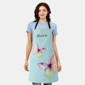 Delicate roze vlinder in pastel regenboog kleuren schort (Gedragen)