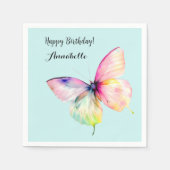 Delicate roze vlinder in pastel regenboog kleuren servet (Voorkant)