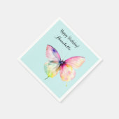Delicate roze vlinder in pastel regenboog kleuren servet (Hoek)