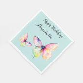 Delicate roze vlinder in pastel regenboog kleuren servet (Hoek)