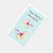 Delicate roze vlinder in pastel regenboog kleuren servet (Hoek)