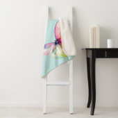 Delicate roze vlinder in pastel regenboog kleuren sherpa deken (In situ)