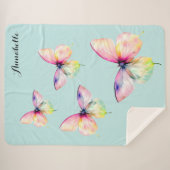 Delicate roze vlinder in pastel regenboog kleuren sherpa deken (Voorkant (horizontaal))