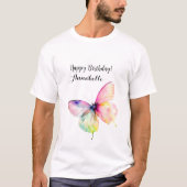 Delicate roze vlinder in pastel regenboog kleuren t-shirt (Voorkant)