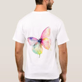 Delicate roze vlinder in pastel regenboog kleuren t-shirt (Achterkant)