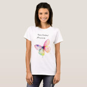 Delicate roze vlinder in pastel regenboog kleuren t-shirt (Voorkant volledig)
