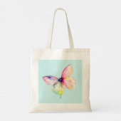 Delicate roze vlinder in pastel regenboog kleuren tote bag (Achterkant)