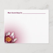Delicate roze water Lily Bloem Foto Recipe Briefkaart (Achterkant)