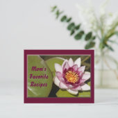 Delicate roze water Lily Bloem Foto Recipe Briefkaart (Staand voorkant)