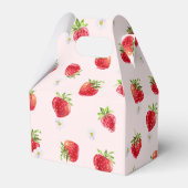 Delicate Roze Waterverf Aardbei Eerste Verjaardag Bedankdoosjes (Achterkant)