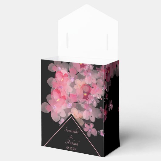 Delicate Roze Waterverf Bloemen Bedankdoosjes (Geopend)