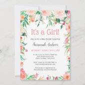 Delicate Roze Waterverf Floral Baby shower Kaart (Voorkant)