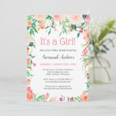 Delicate Roze Waterverf Floral Baby shower Kaart (Staand voorkant)