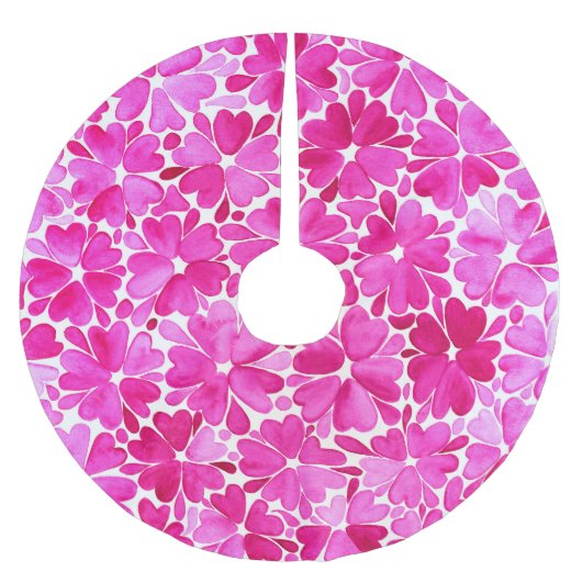 Delicate roze Waterverf Flowers Kerstboom Rok (Voorkant)