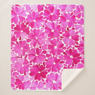 Delicate roze Waterverf Flowers Sherpa Deken