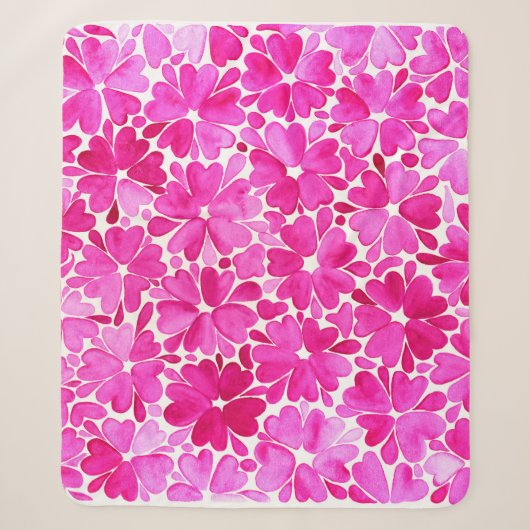 Delicate roze Waterverf Flowers Sherpa Deken (Voorkant)