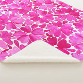 Delicate roze Waterverf Flowers Sherpa Deken (3/4)