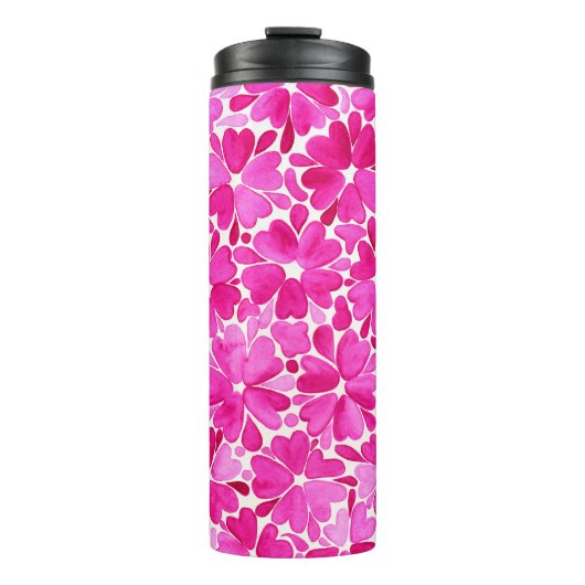 Delicate roze Waterverf Flowers Thermosbeker (Voorkant)