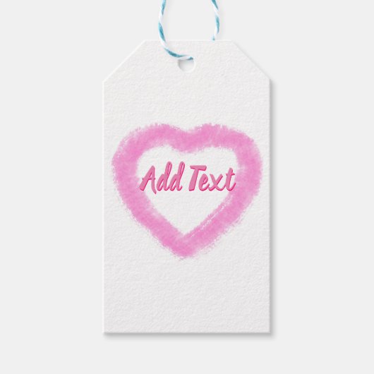 Delicate Roze Waterverf Hart Vorm Cadeaulabel (Voorkant)