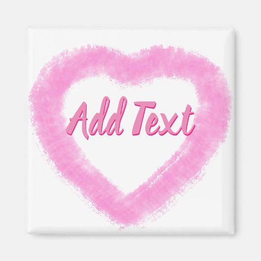 Delicate Roze Waterverf Hart Vorm Magneet (Voorkant)